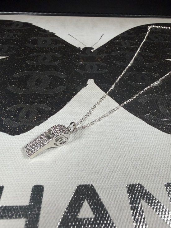 Jewelry - Super Unique Upcycled CC Whistle Rhinestone Charm on 18” 925 Chain